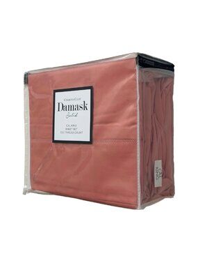 new POPPY Charter Club Damask Solid 550 TC 100% Cotton Sateen CAL KING Sheet Set